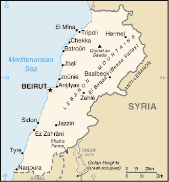 Karte vom Libanon