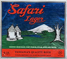 Safari Lager Beer - Foto des Etiketts von Tansanias bestem Bier!